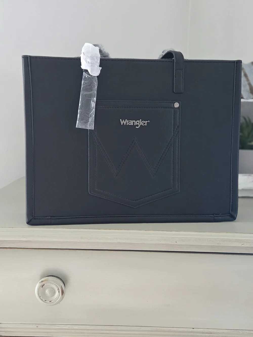 Wrangler Black Laptop Tote with Western Conchos and Turquoise Accents